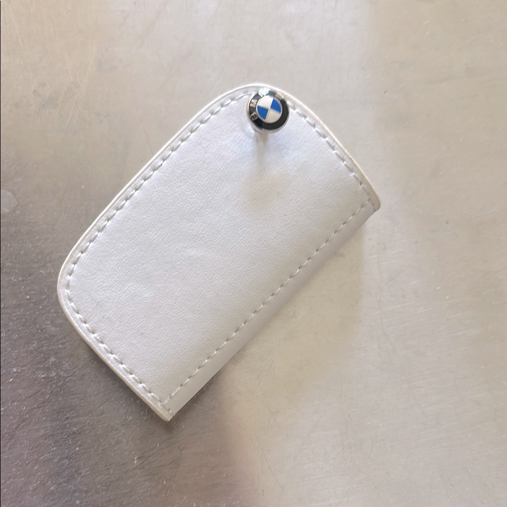BMW White Leather Key Holder with Logo